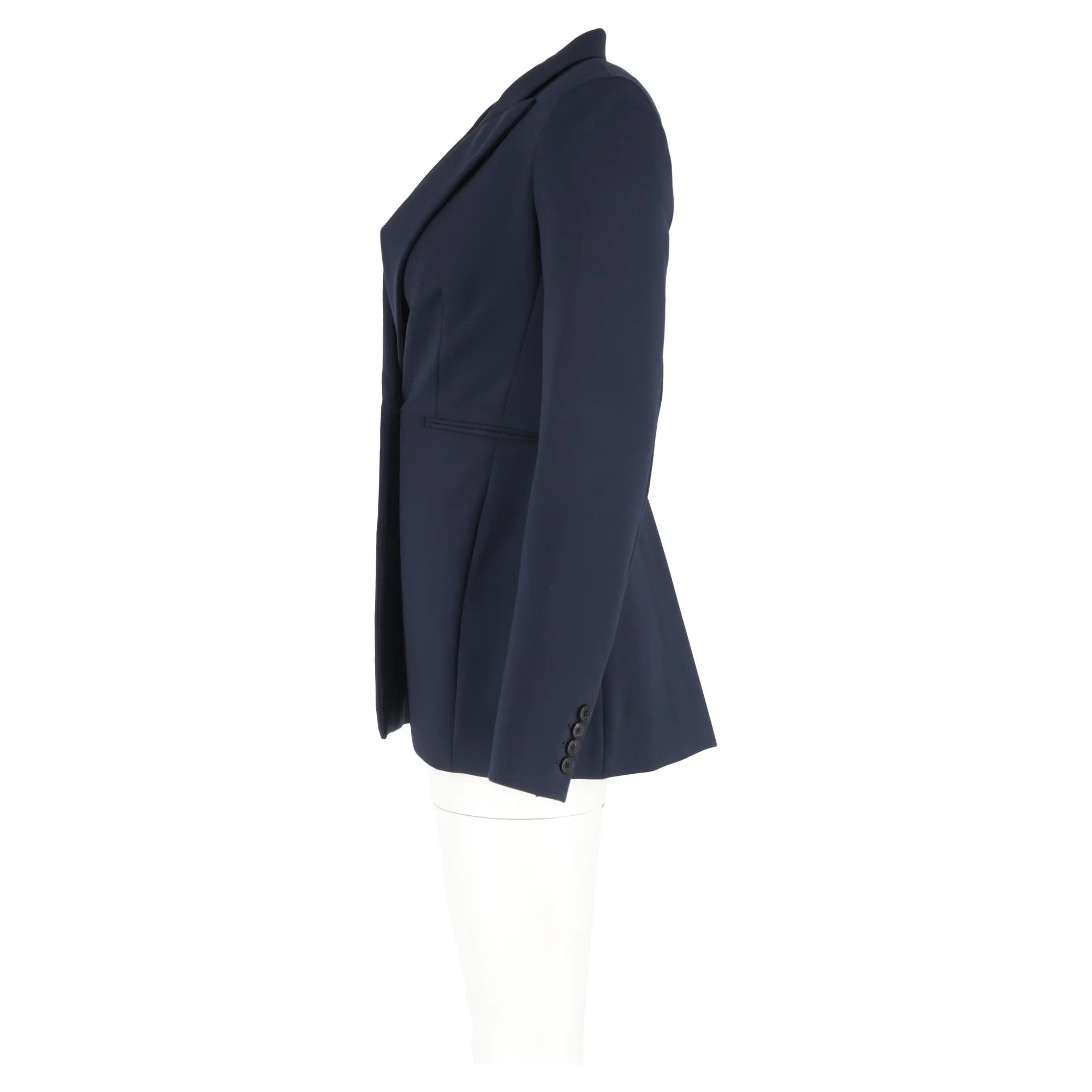 The Row Koja Single-Breasted Scuba Blazer in Navy Blue Wool