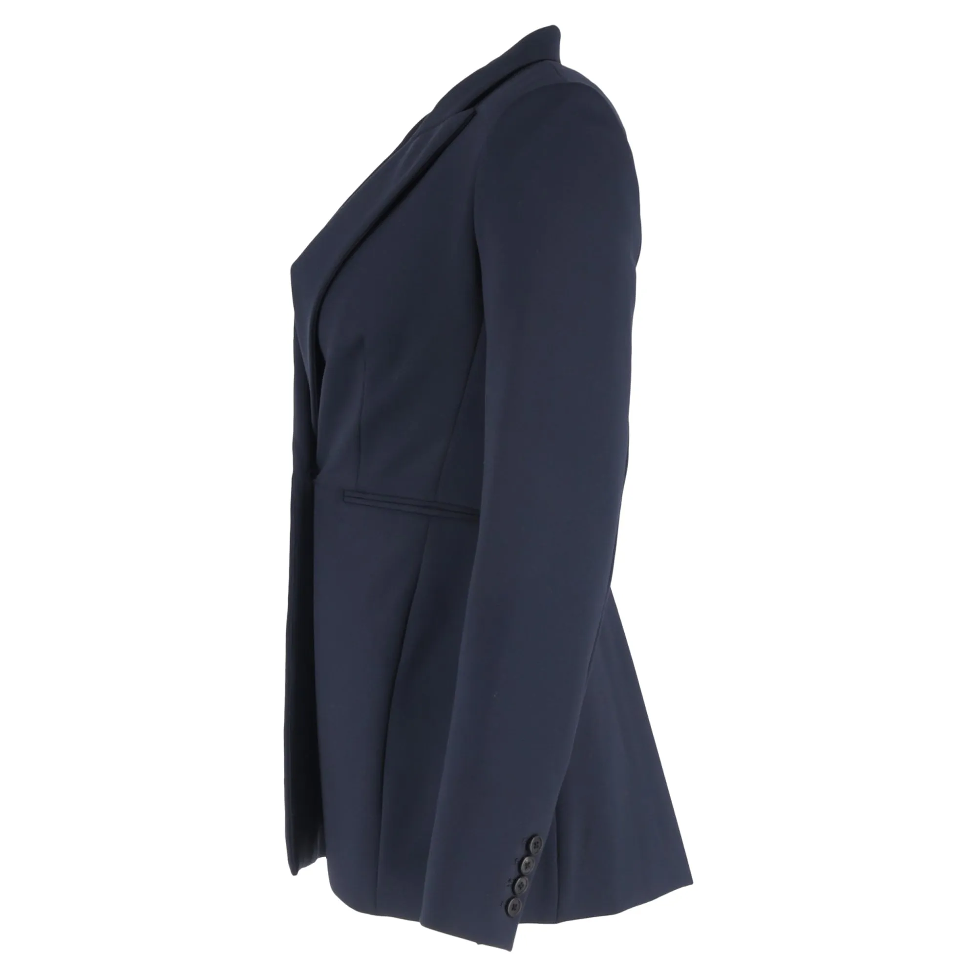 The Row Koja Single-Breasted Scuba Blazer in Navy Blue Wool