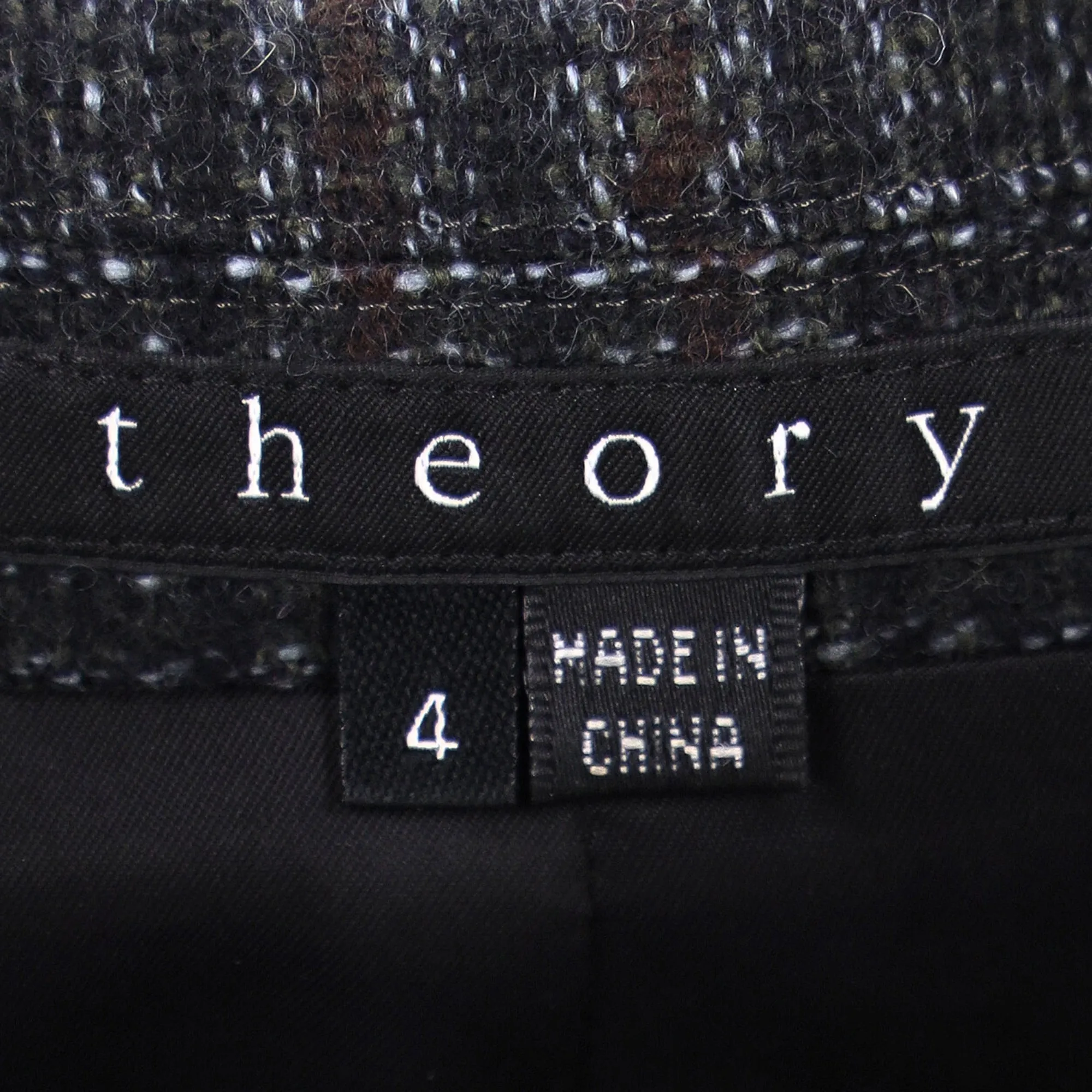 Theory Plaid Single-Breasted Blazer in Grey Wool