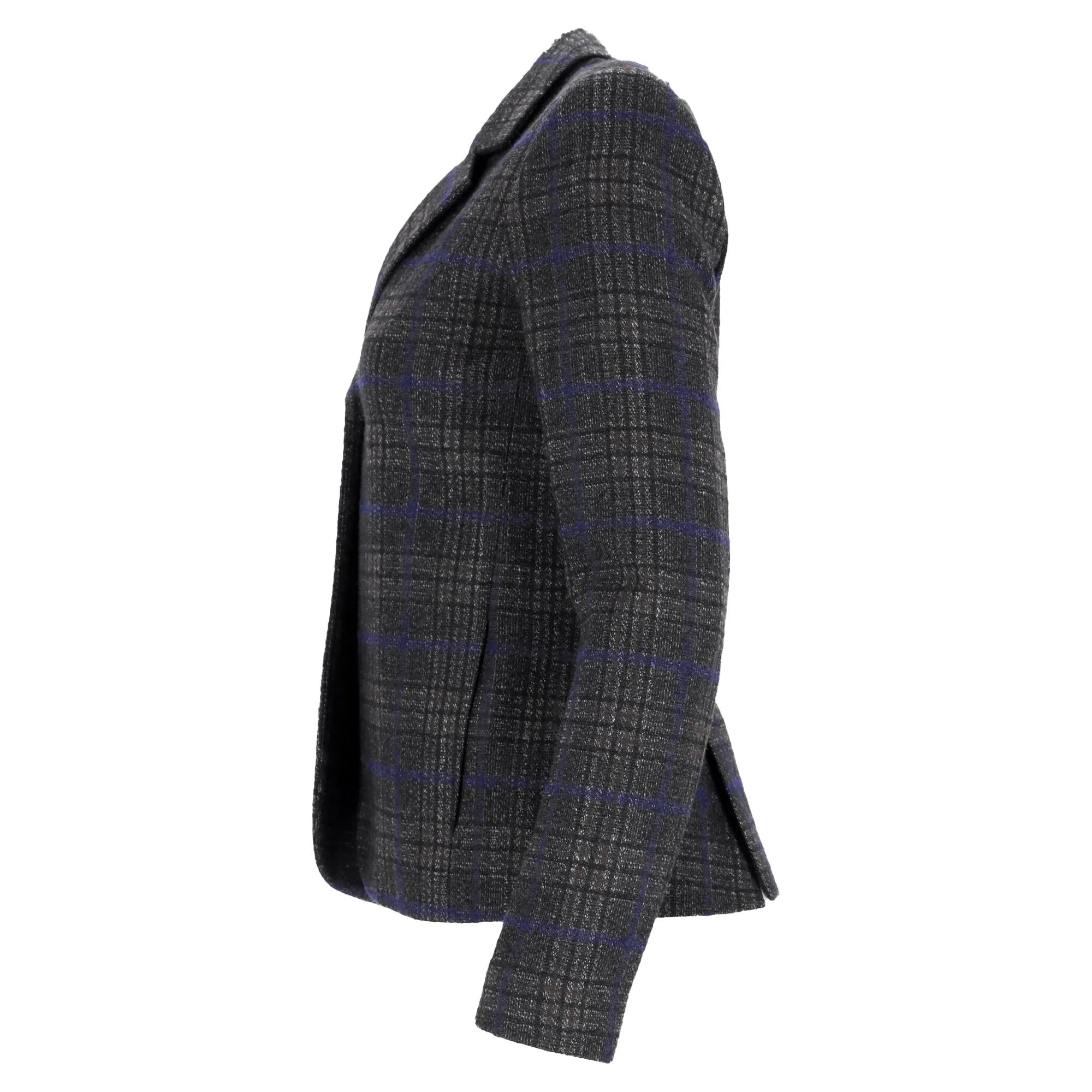 Theory Plaid Single-Breasted Blazer in Grey Wool