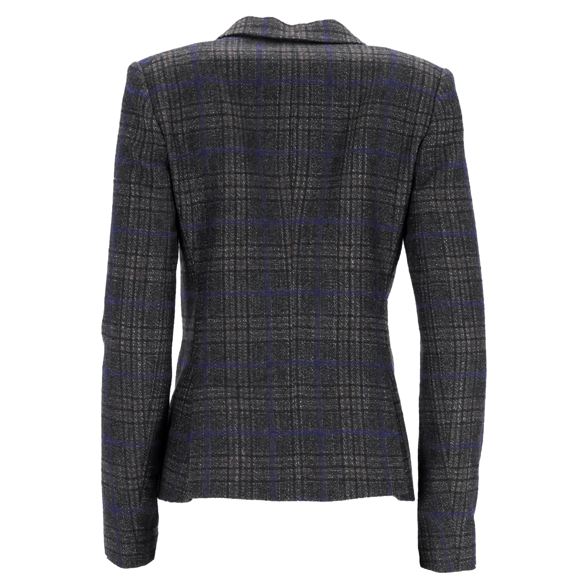 Theory Plaid Single-Breasted Blazer in Grey Wool