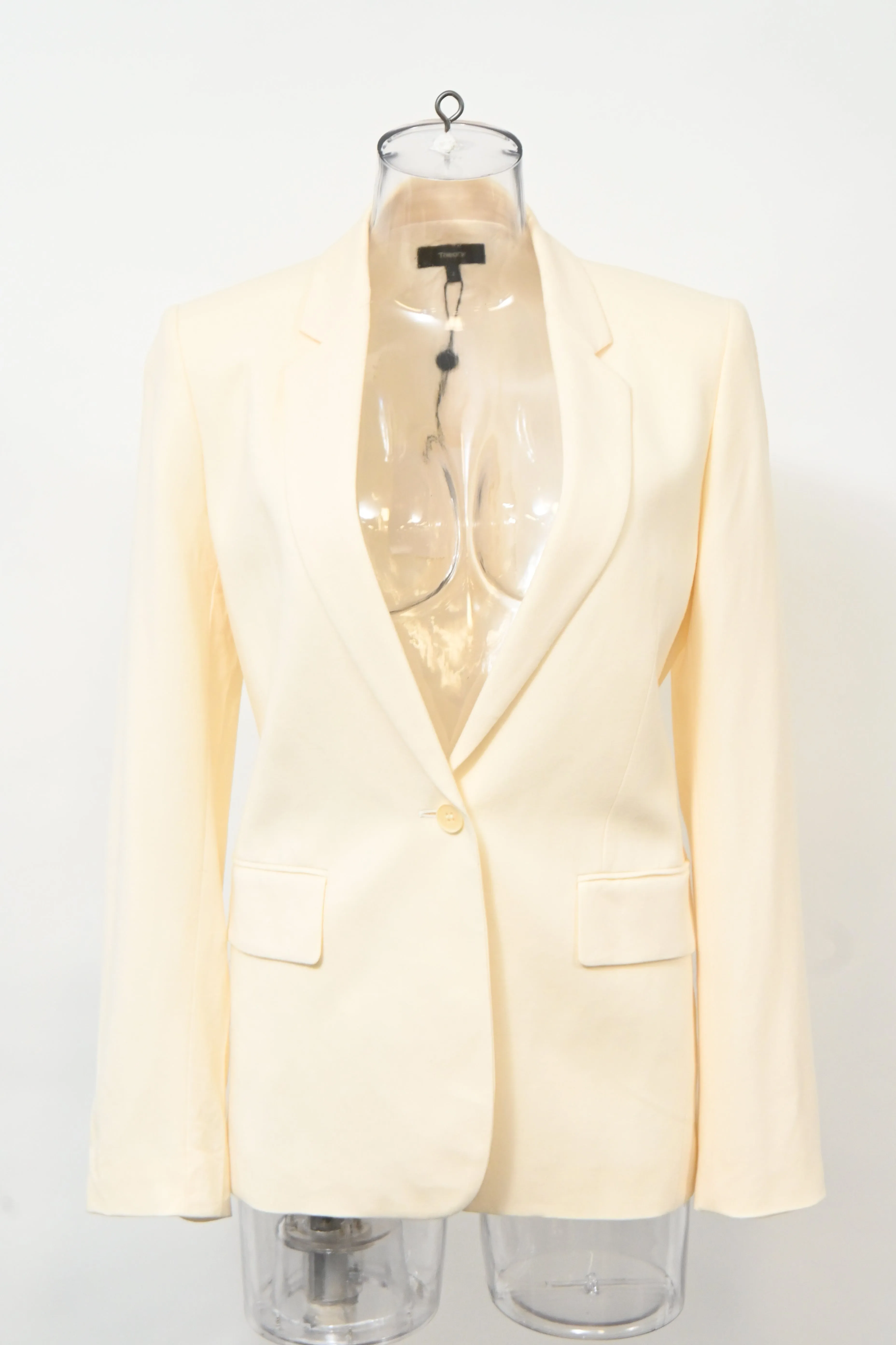 Theory Single-Breasted Blazer in Cream Wool