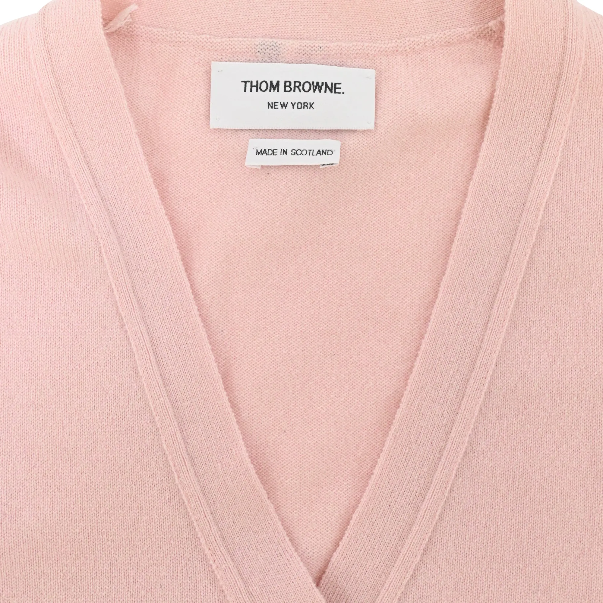 Thom Browne 4-Bar Buttoned Cardigan in Pink Cotton