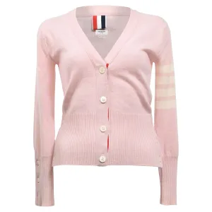 Thom Browne 4-Bar Buttoned Cardigan in Pink Cotton
