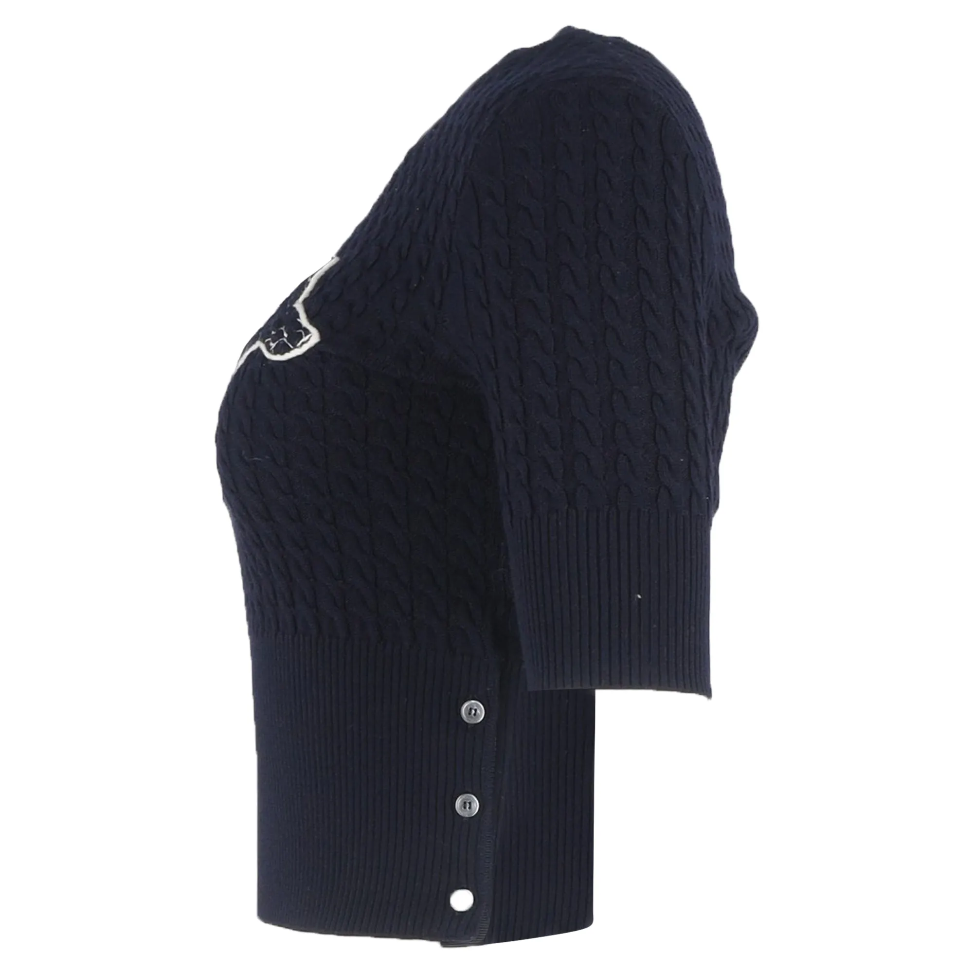 Thom Browne Knitted Whale Print T-Shirt in Navy Blue Wool