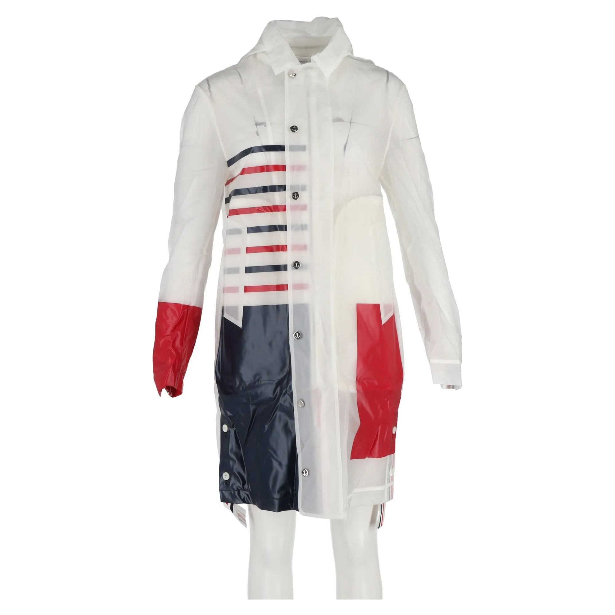 Thom Browne Stripe Raincoat in Multicolor Polyurethane
