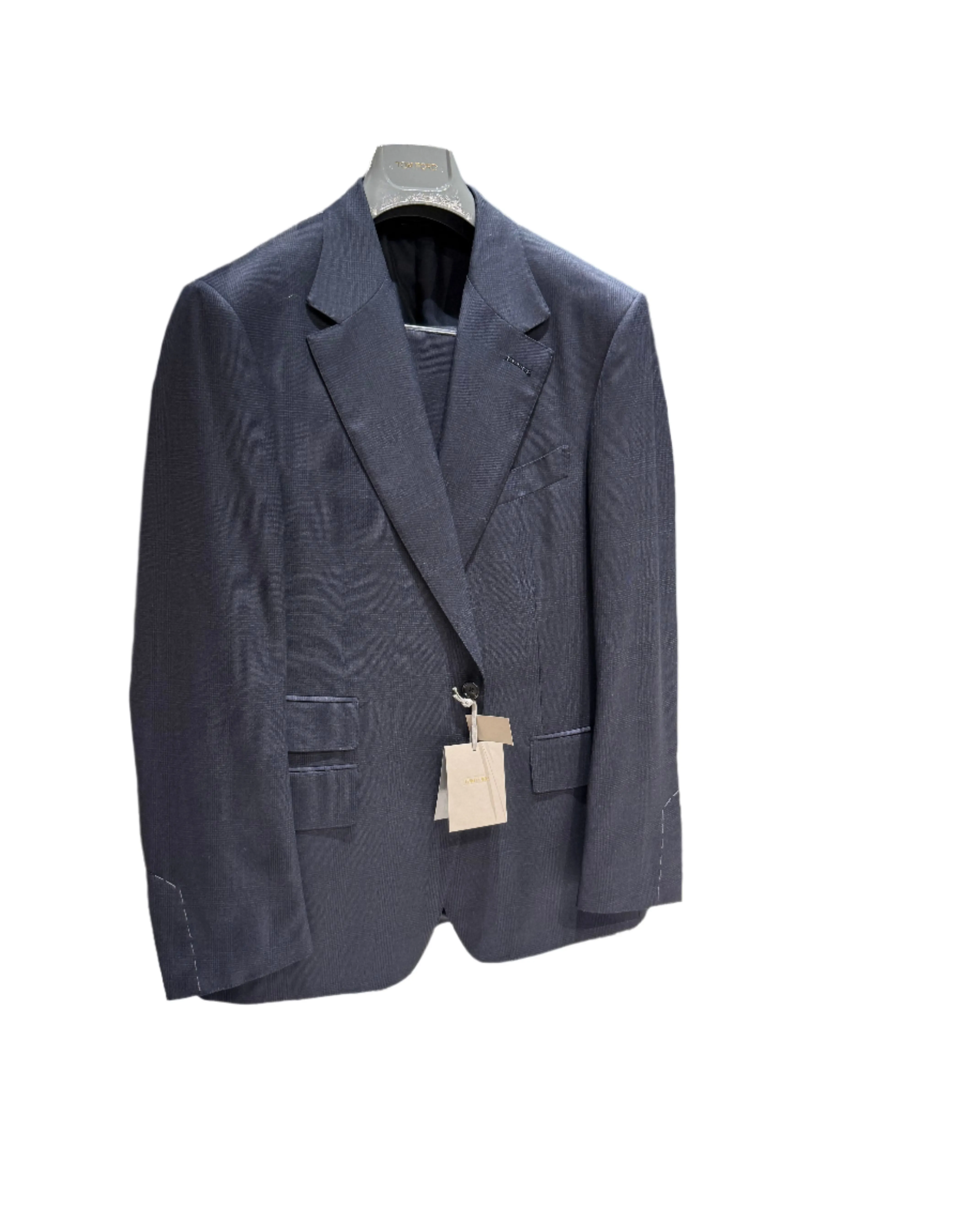 Tom Ford Mens 100% Lana Wool Navy Pattern Shelton Suit