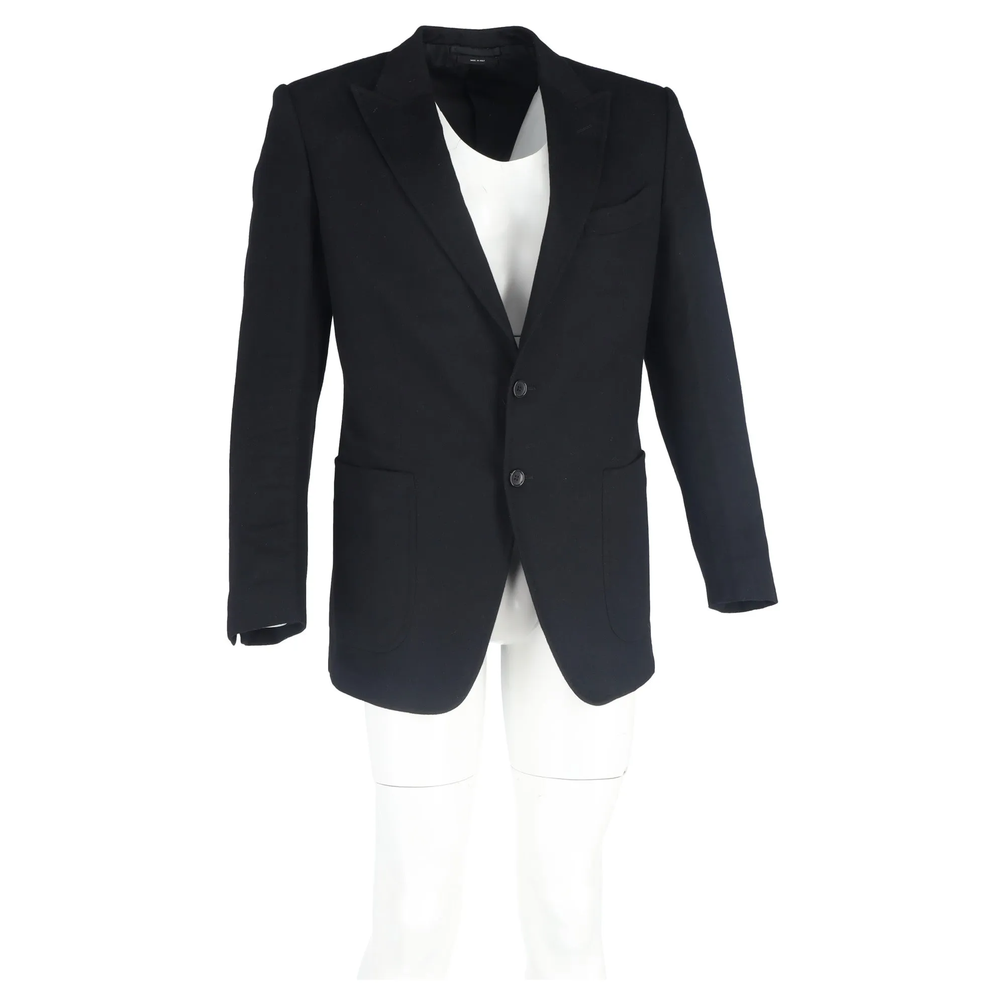 Tom Ford Single-Breasted Blazer with Pockets in Black Wool