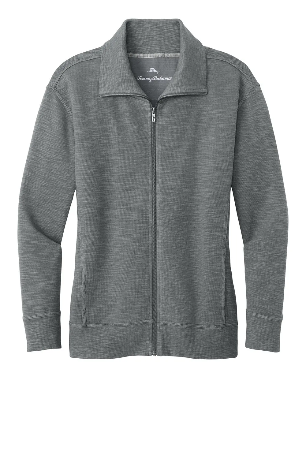 Tommy Bahama Womens Tobago Bay Full Zip Sweatshirt w/ Pockets - Cave Grey