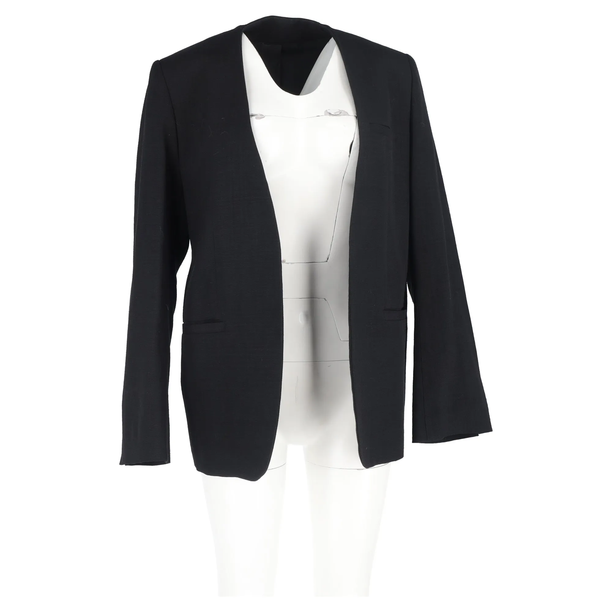 Toteme Collarless Blazer in Black Wool