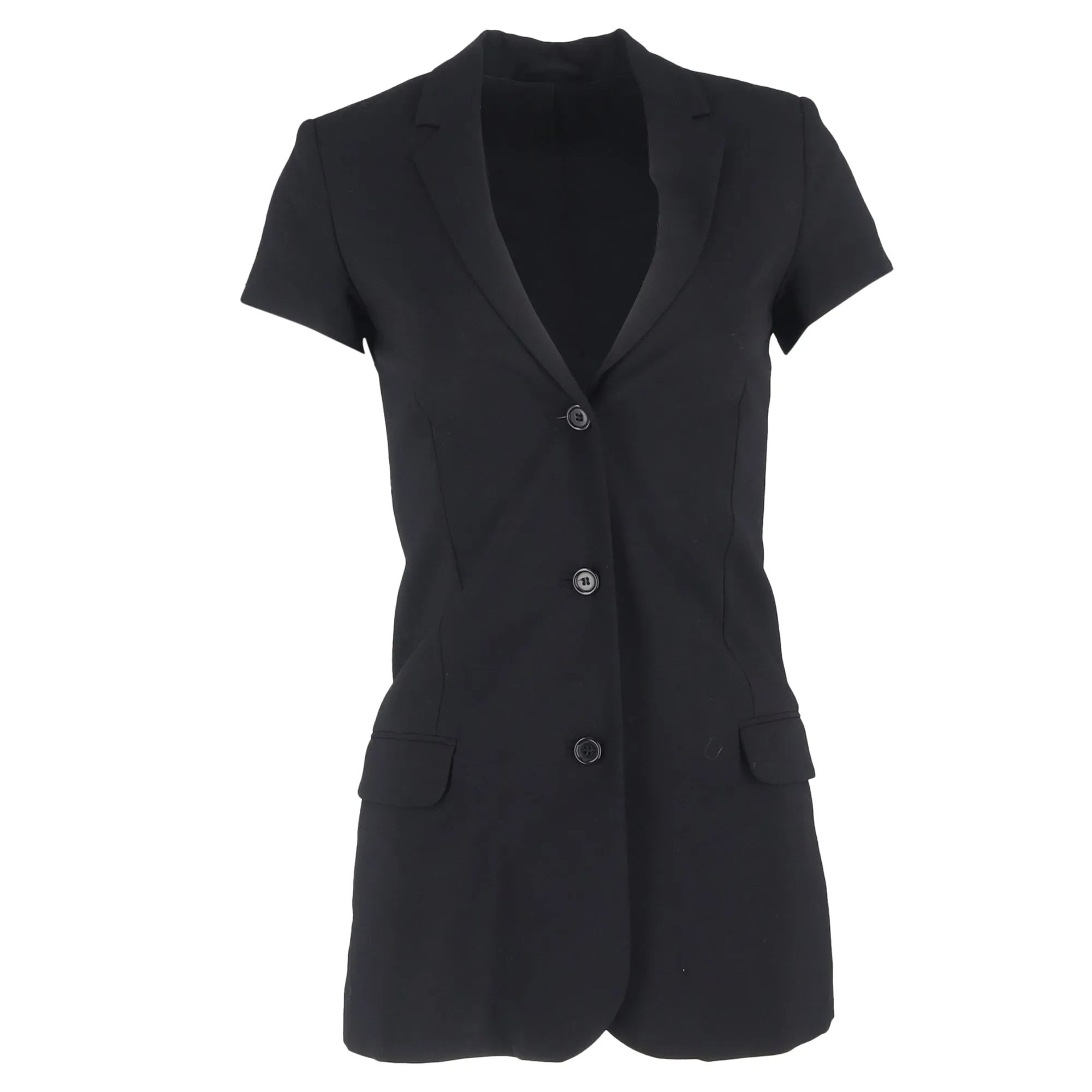 Totême Single-Breasted Short Sleeve Blazer in Black Wool