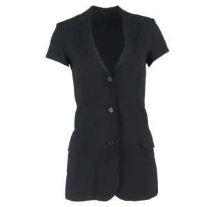Totême Single-Breasted Short Sleeve Blazer in Black Wool