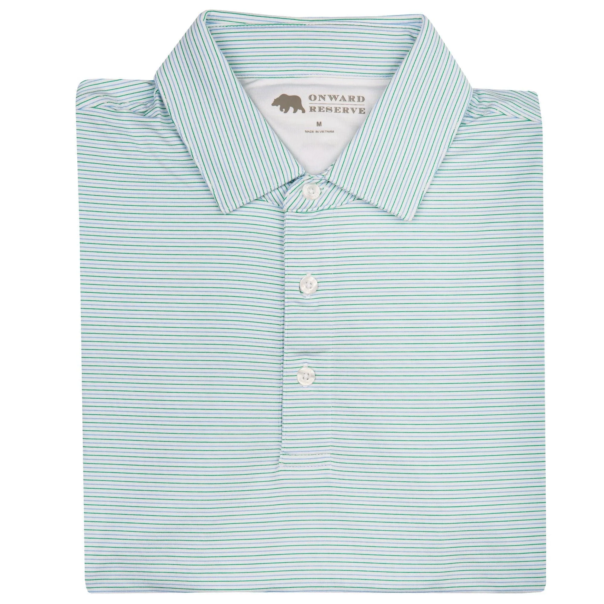 Tour Stripe Performance Polo - Blue/Green
