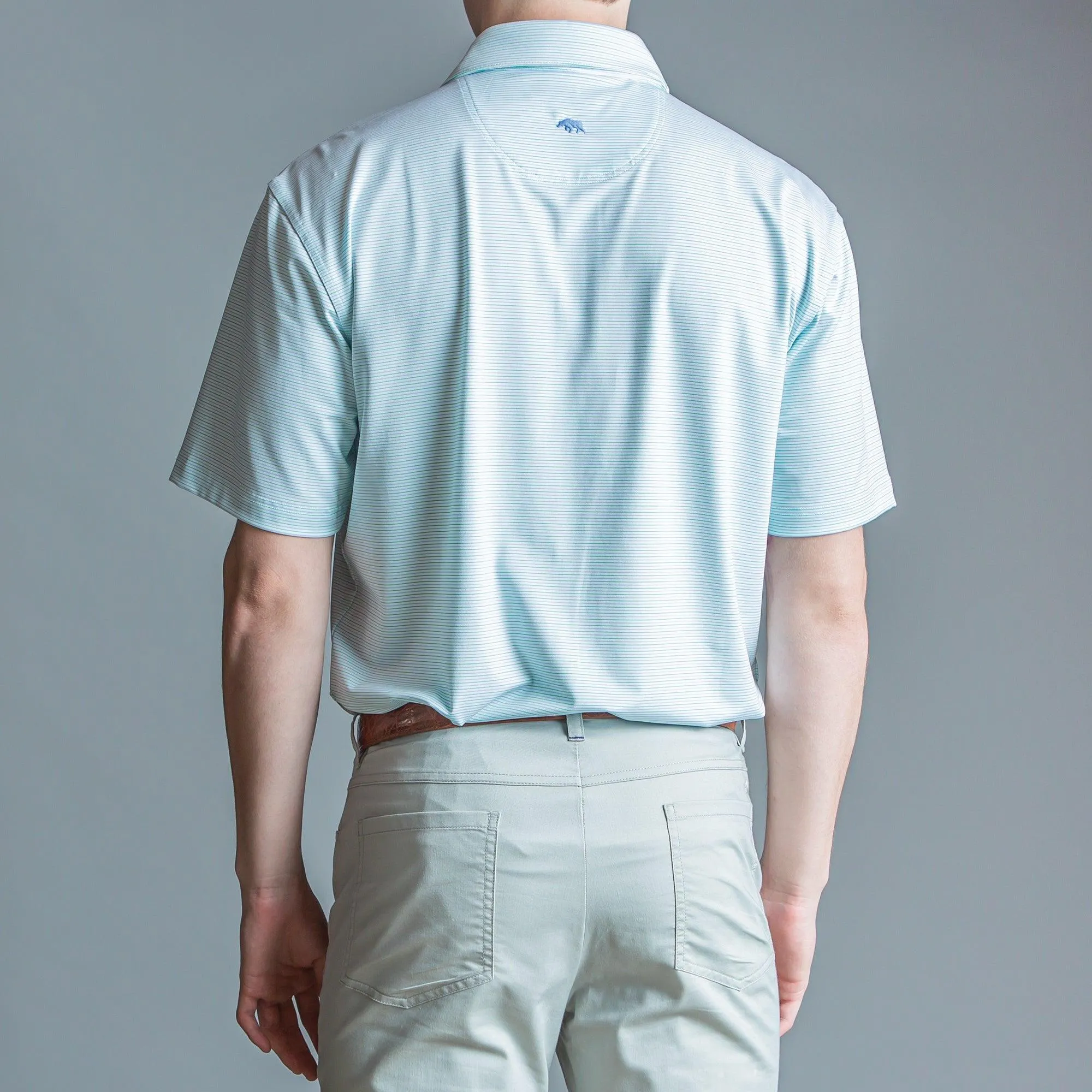 Tour Stripe Performance Polo - Blue/Green