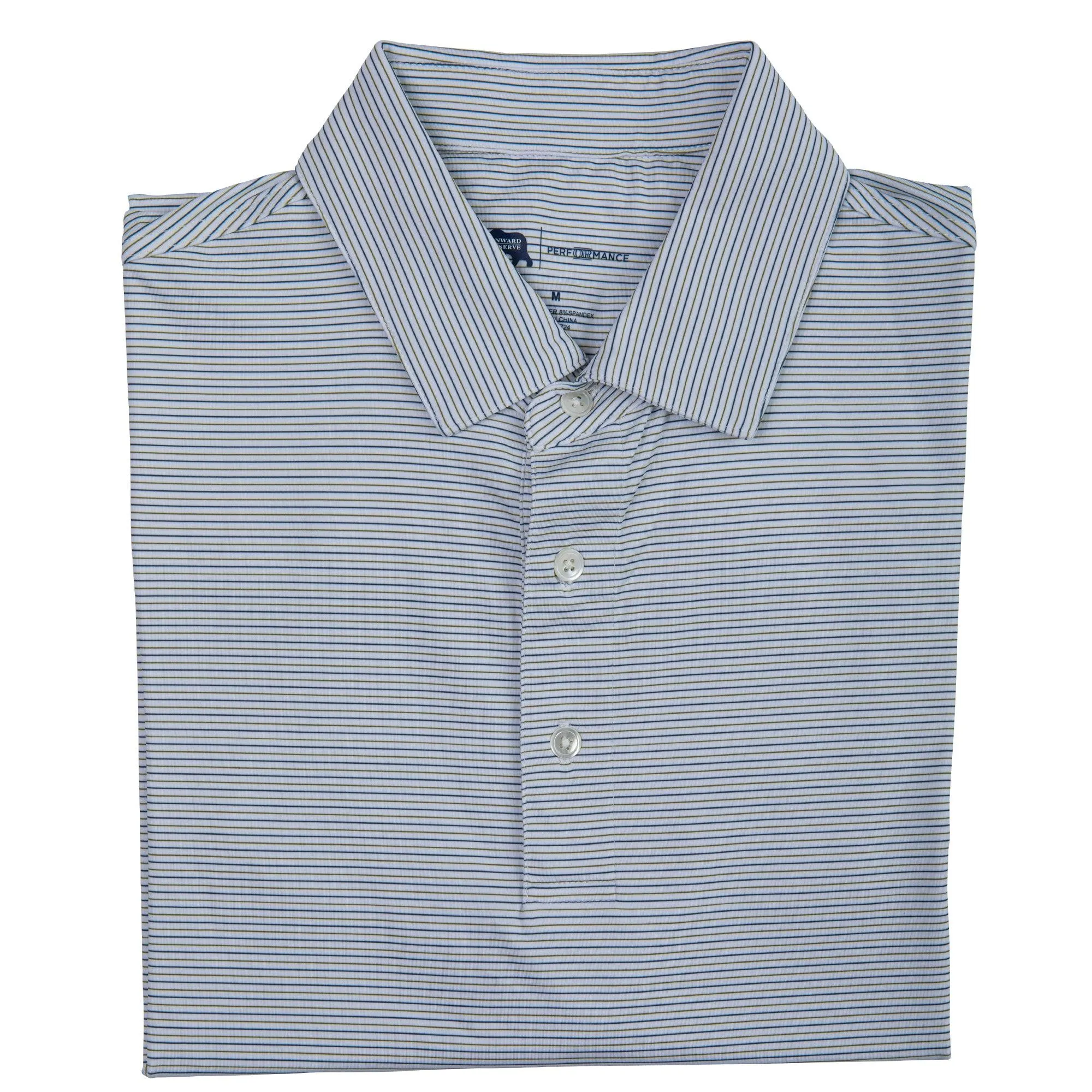 Tour Stripe Performance Polo - Olive Drab/Collegiate Blue