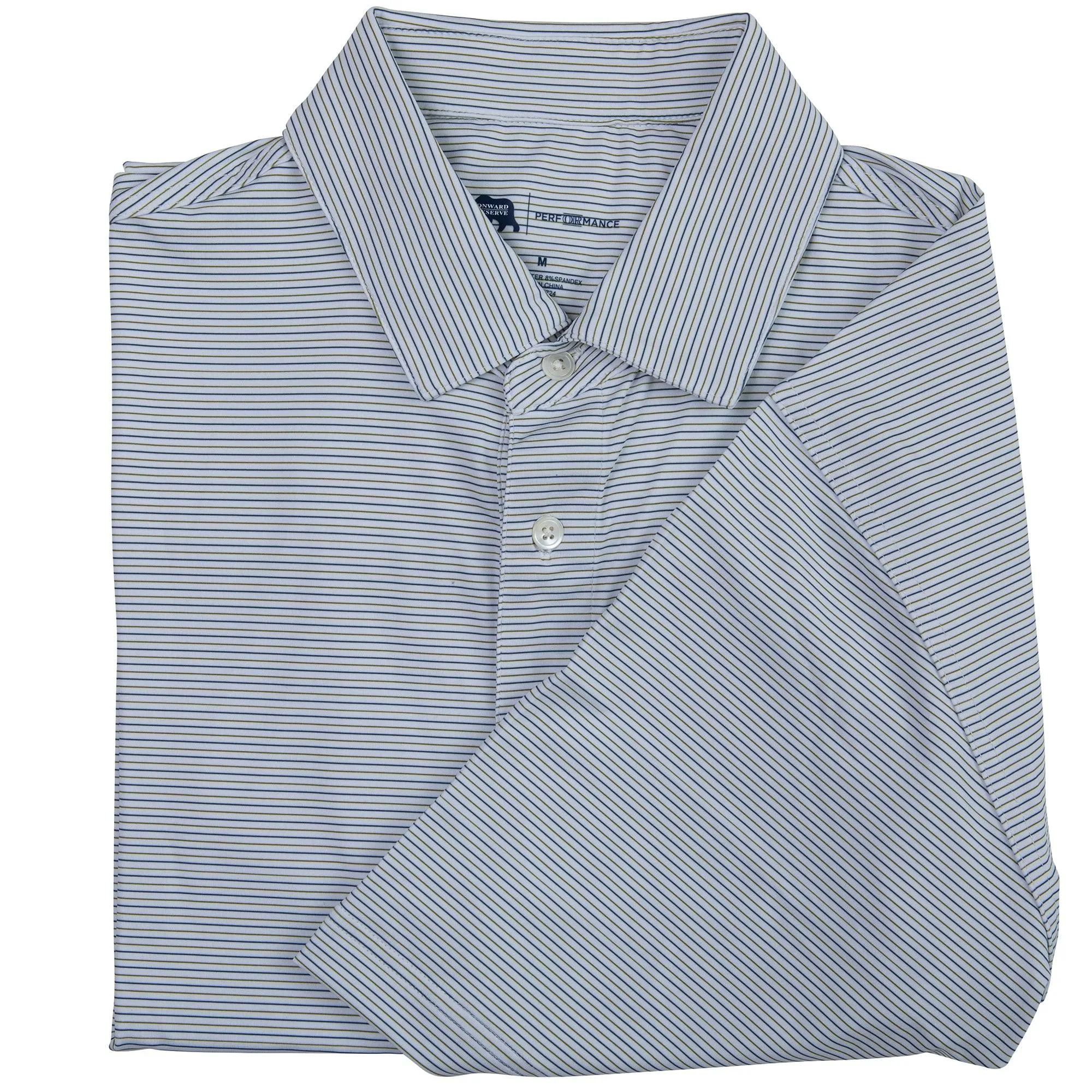 Tour Stripe Performance Polo - Olive Drab/Collegiate Blue