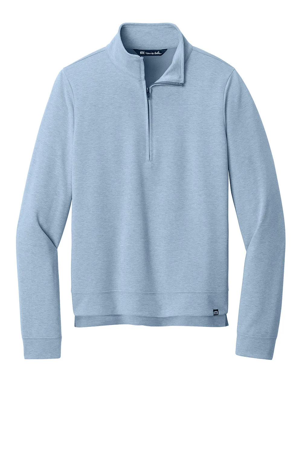 TravisMathew Womens Coveside Wrinkle Resistant 1/4 Zip Sweatshirt - Heather Light Blue