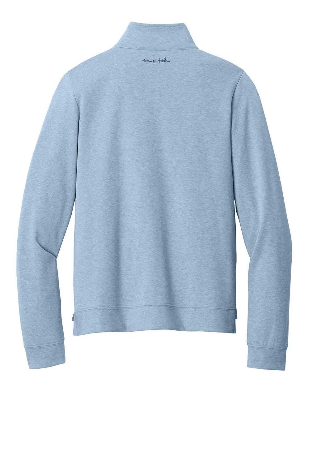 TravisMathew Womens Coveside Wrinkle Resistant 1/4 Zip Sweatshirt - Heather Light Blue