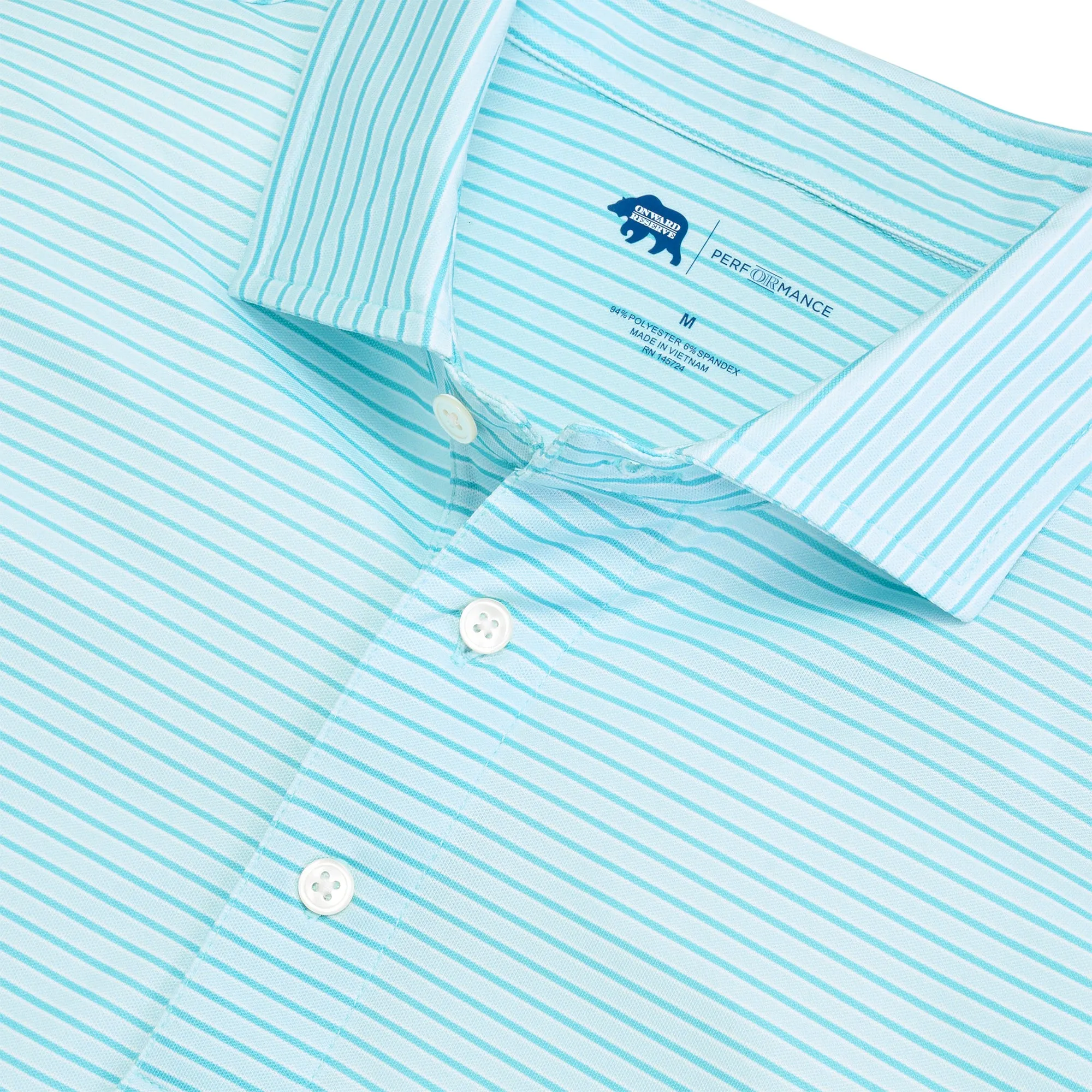 Trophy Stripe Performance Pique - Delicate Blue