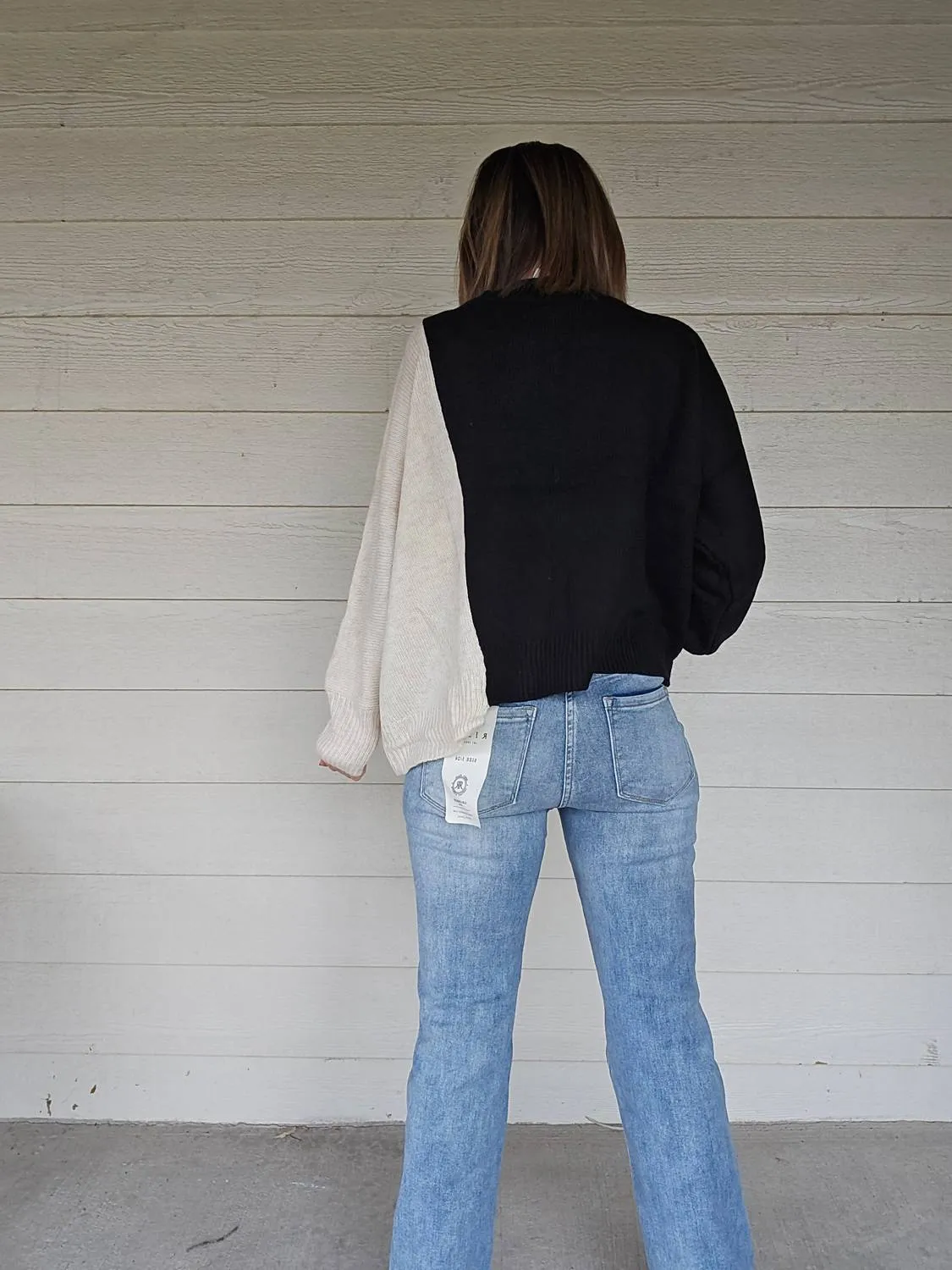 Two Tone Sweater In Black
