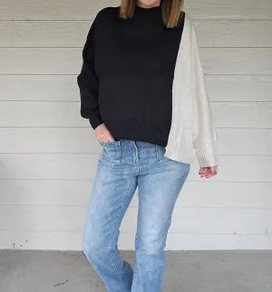 Two Tone Sweater In Black