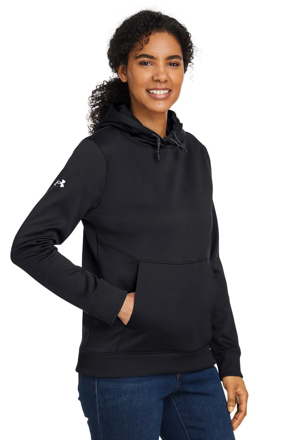 Under Armour Womens Storm Armourfleece Water Resistant Hooded Sweatshirt Hoodie w/ Pouch Pocket - Black