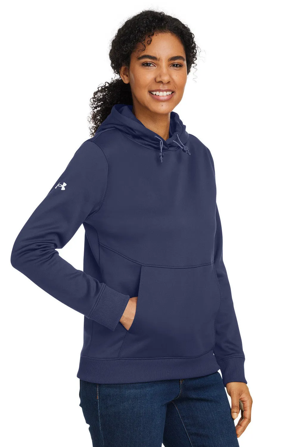 Under Armour Womens Storm Armourfleece Water Resistant Hooded Sweatshirt Hoodie w/ Pouch Pocket - Midnight Navy Blue