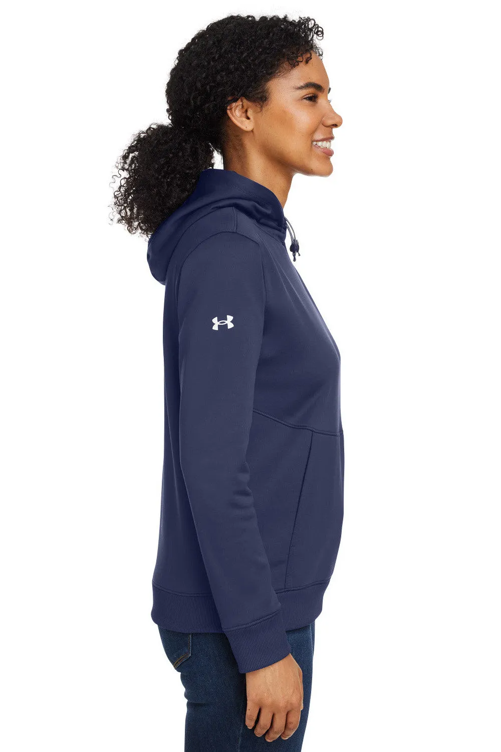 Under Armour Womens Storm Armourfleece Water Resistant Hooded Sweatshirt Hoodie w/ Pouch Pocket - Midnight Navy Blue