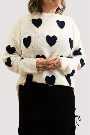 Valentine Heart Sweater In Ivory/ Black