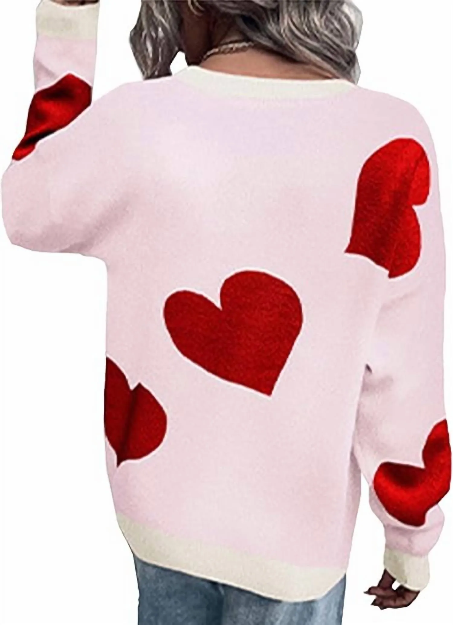 Valentine Heart Sweater In Pink