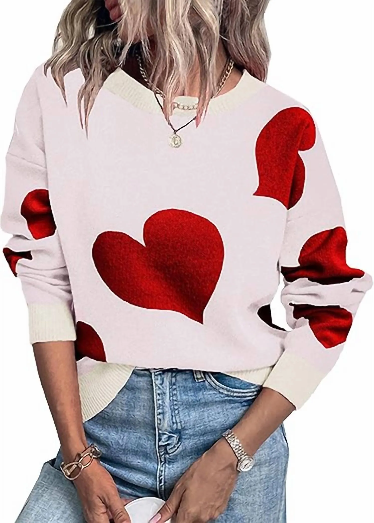 Valentine Heart Sweater In Pink