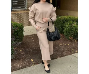 Vanessa Solid Sweater Set In Taupe