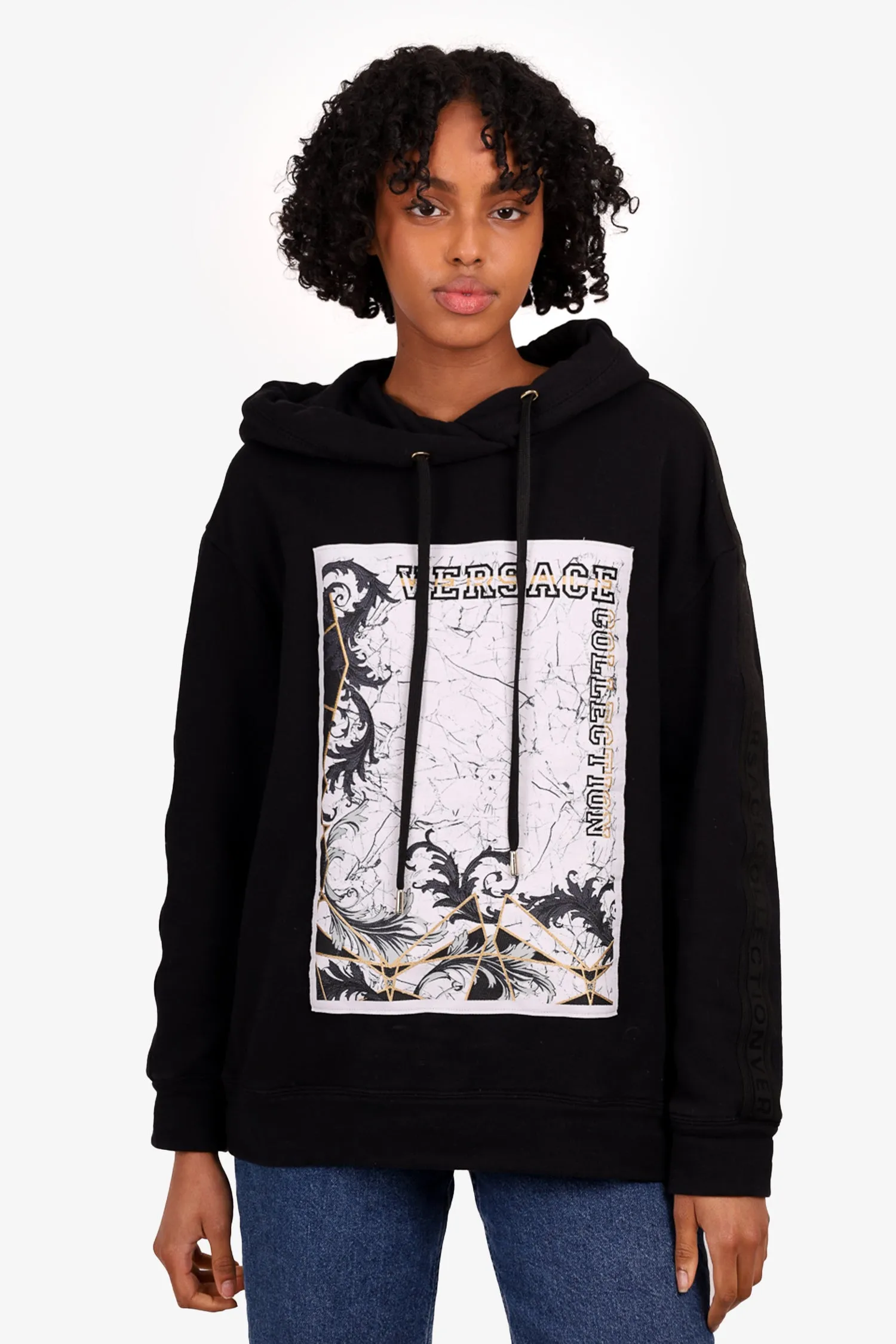 Versace Collection Black Printed Hoodie Size XS Mens