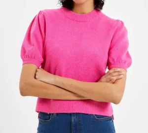 Vhari Short Sleeve Jumper Sweater In Bright Prosecco Pink