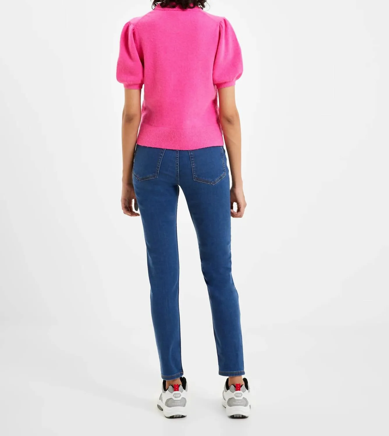 Vhari Short Sleeve Jumper Sweater In Bright Prosecco Pink