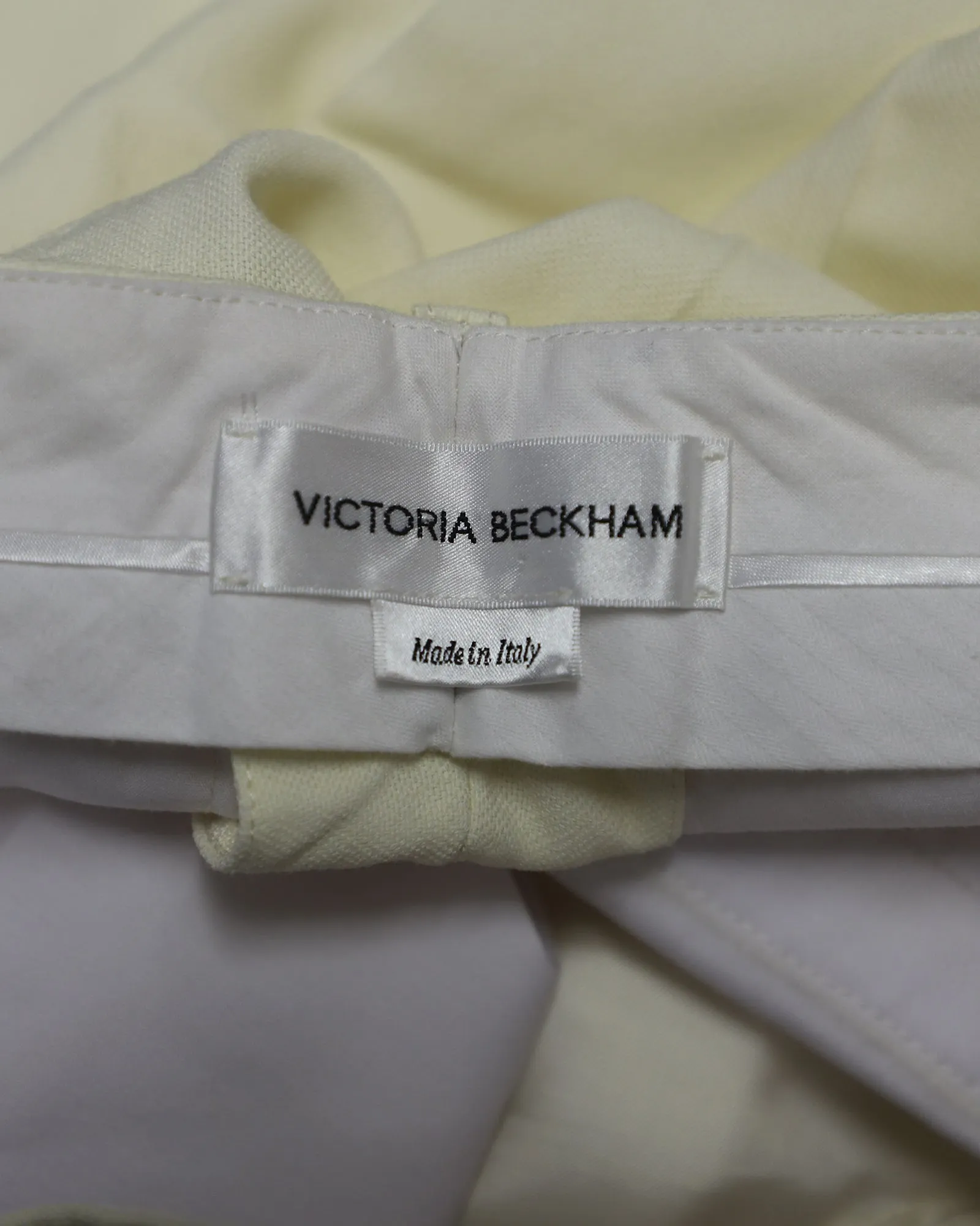Victoria Beckham Pleated Trousers in Cream Viscose