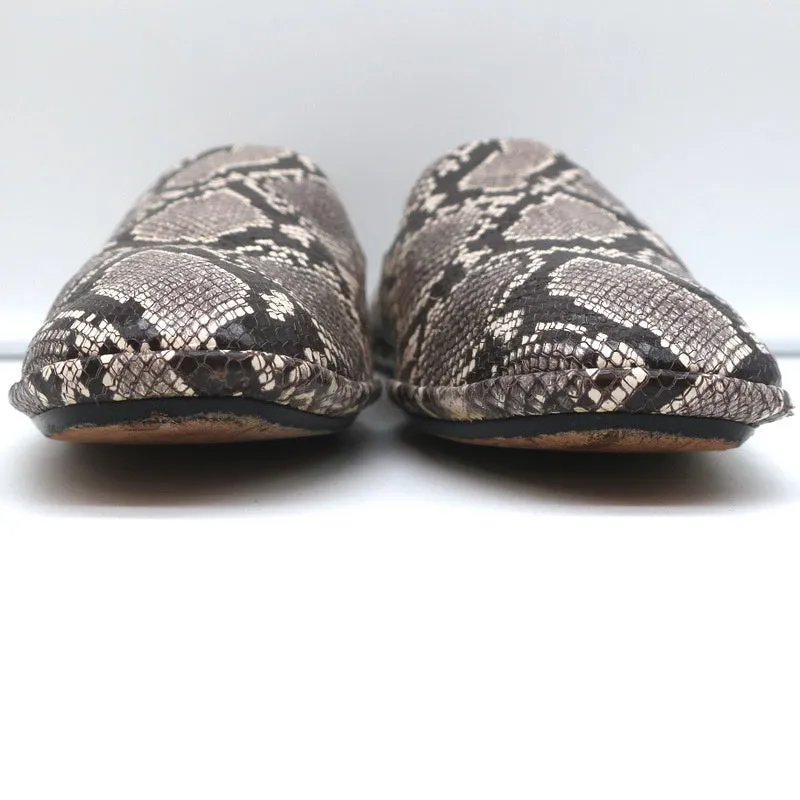 Vince Loafers Paz Gray/Cream Snake-Print Leather Size 7 Slip-On Flats
