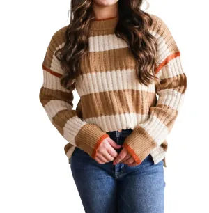 Violette Striped Sweater In Brown
