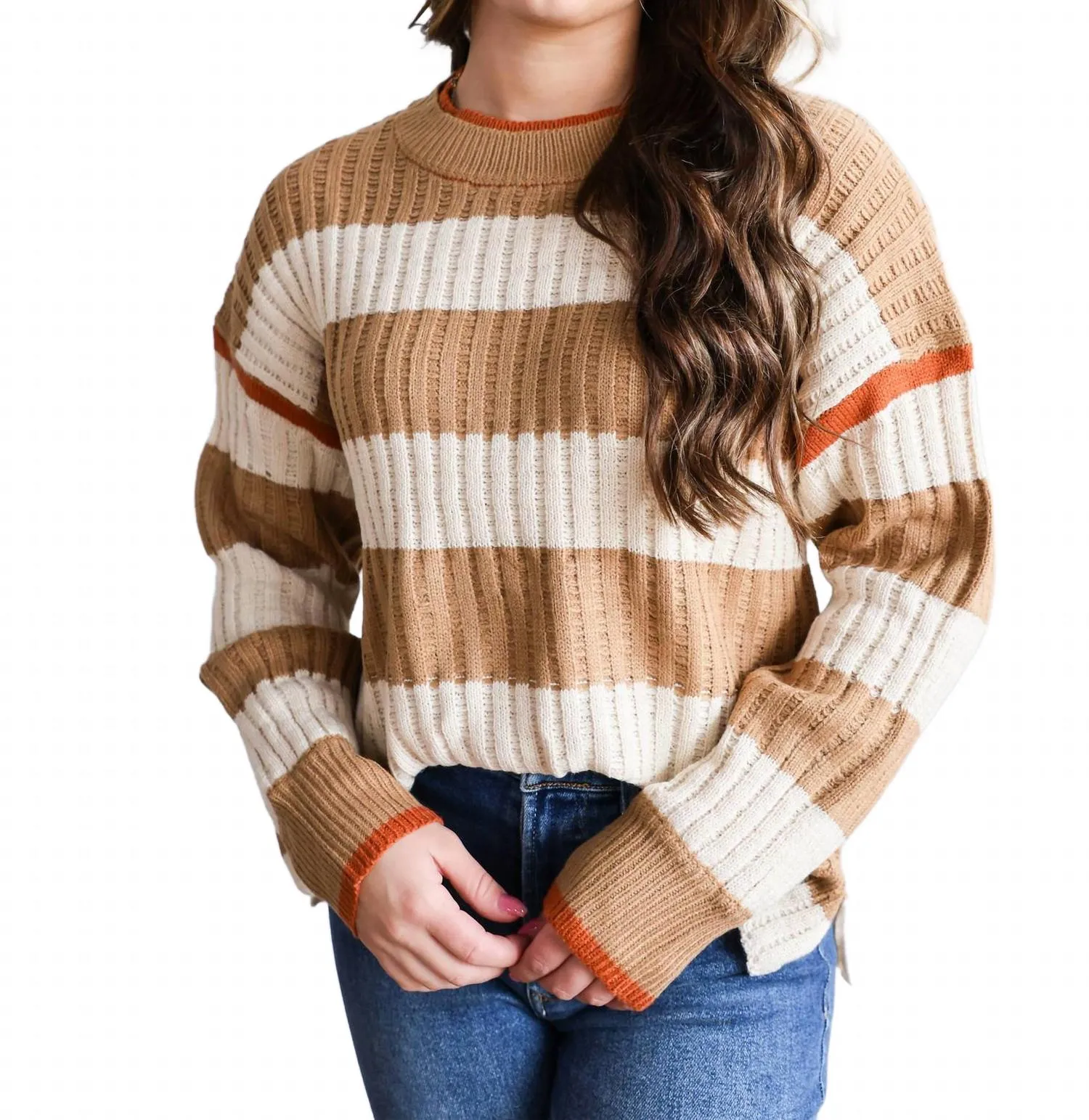 Violette Striped Sweater In Brown