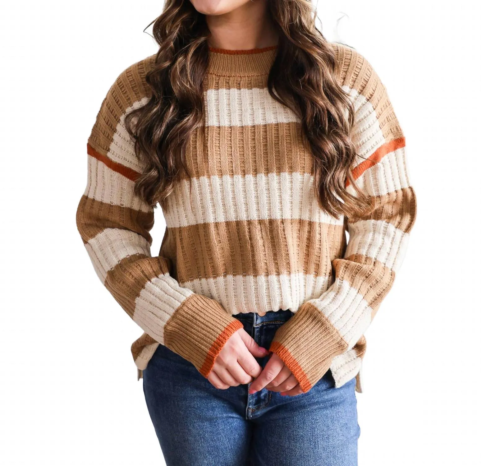 Violette Striped Sweater In Brown