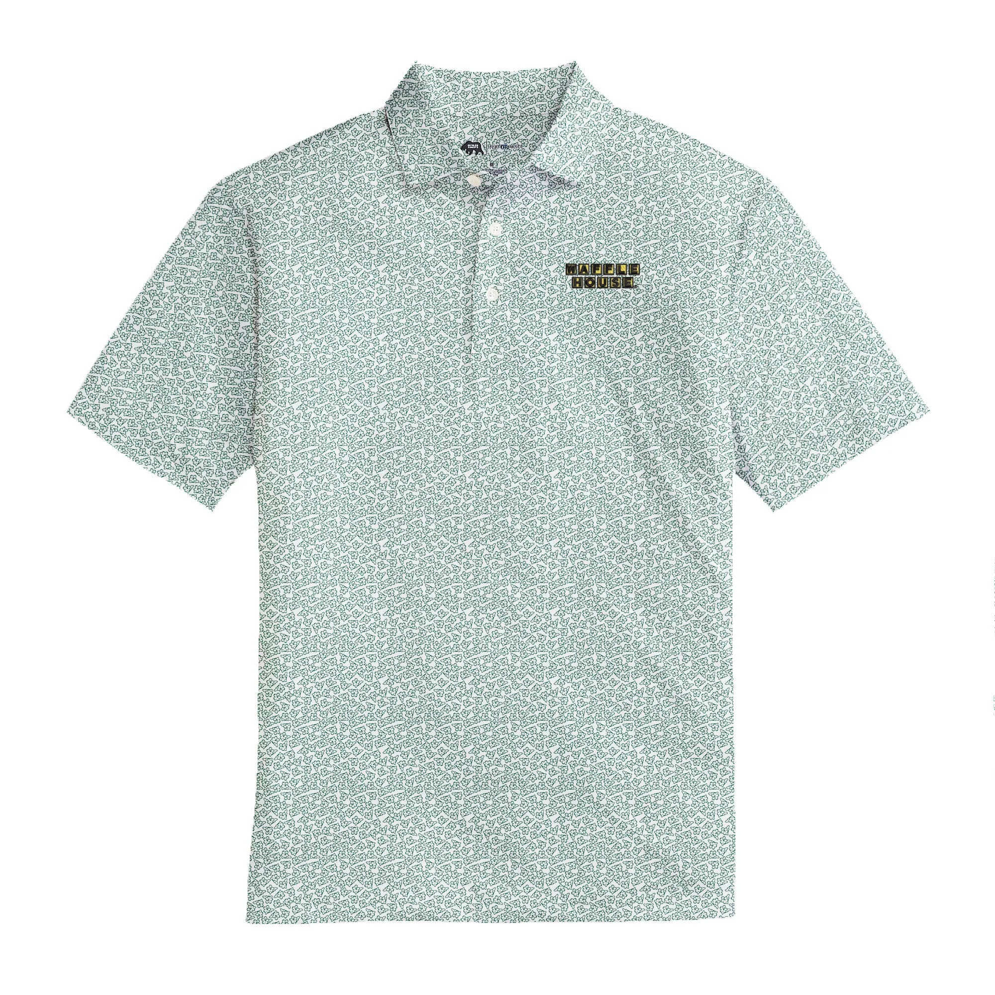 Waffle House Azalea Printed Performance Polo - Golf Green
