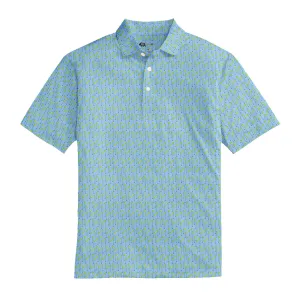 Waffle House Golf Flags Printed Performance Polo - Sky