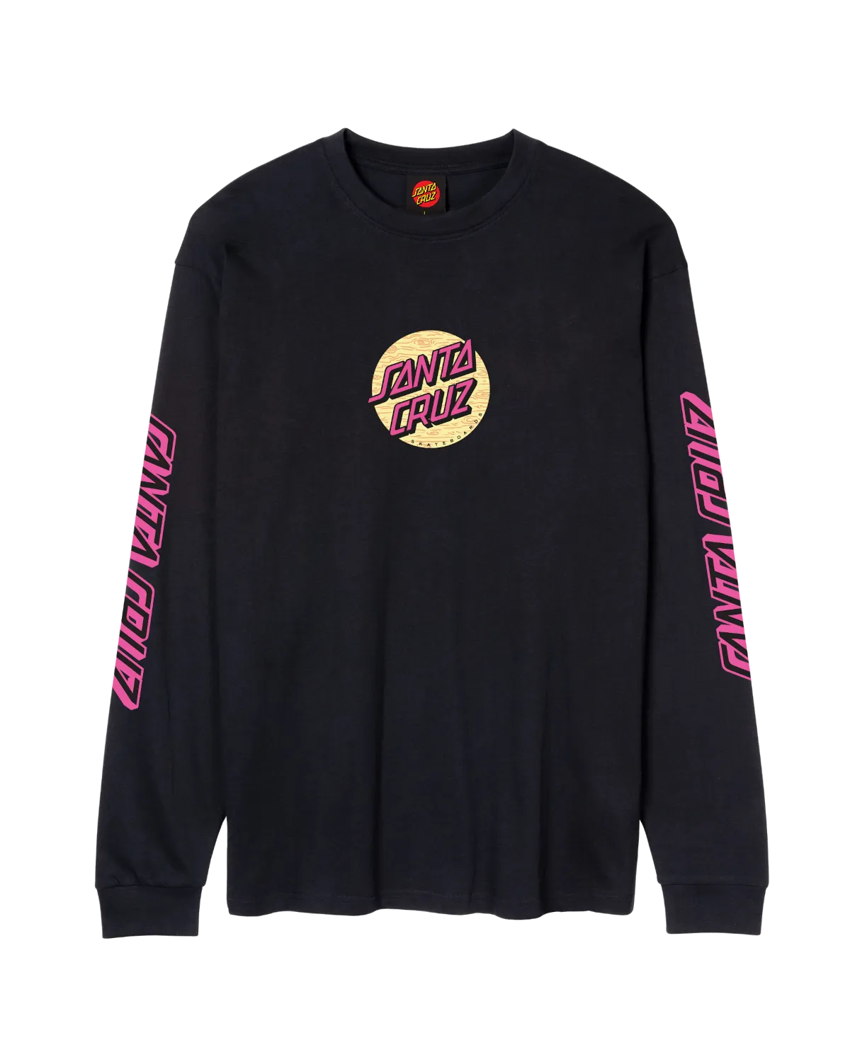 Wagon Dot Front Long Sleeve T-Shirt in Black