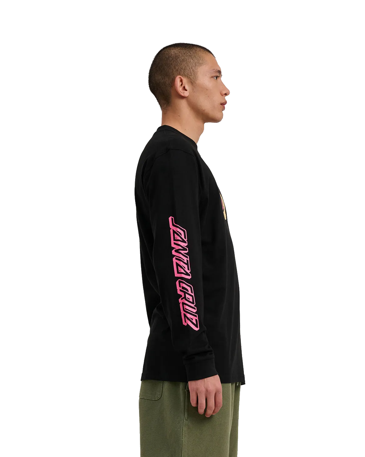 Wagon Dot Front Long Sleeve T-Shirt in Black