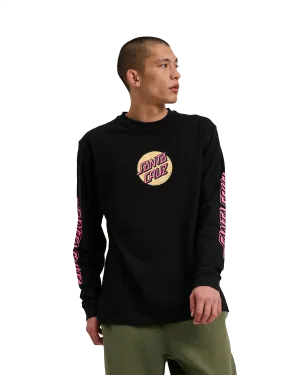 Wagon Dot Front Long Sleeve T-Shirt in Black