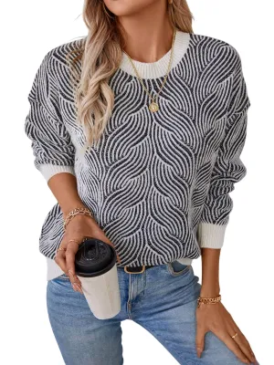 Wave Knit Sweater In Black