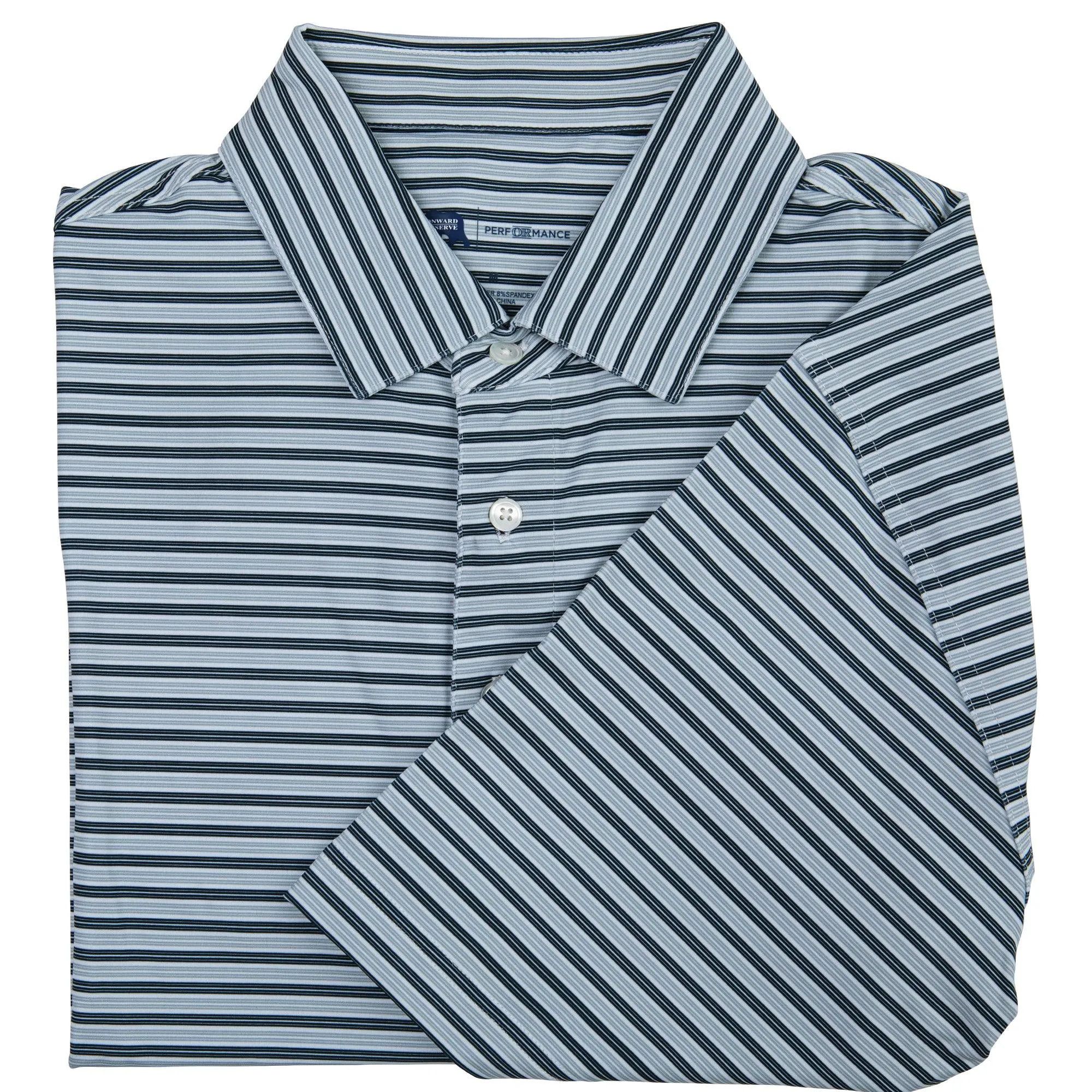 Wedge Stripe Performance Polo - Collegiate Blue