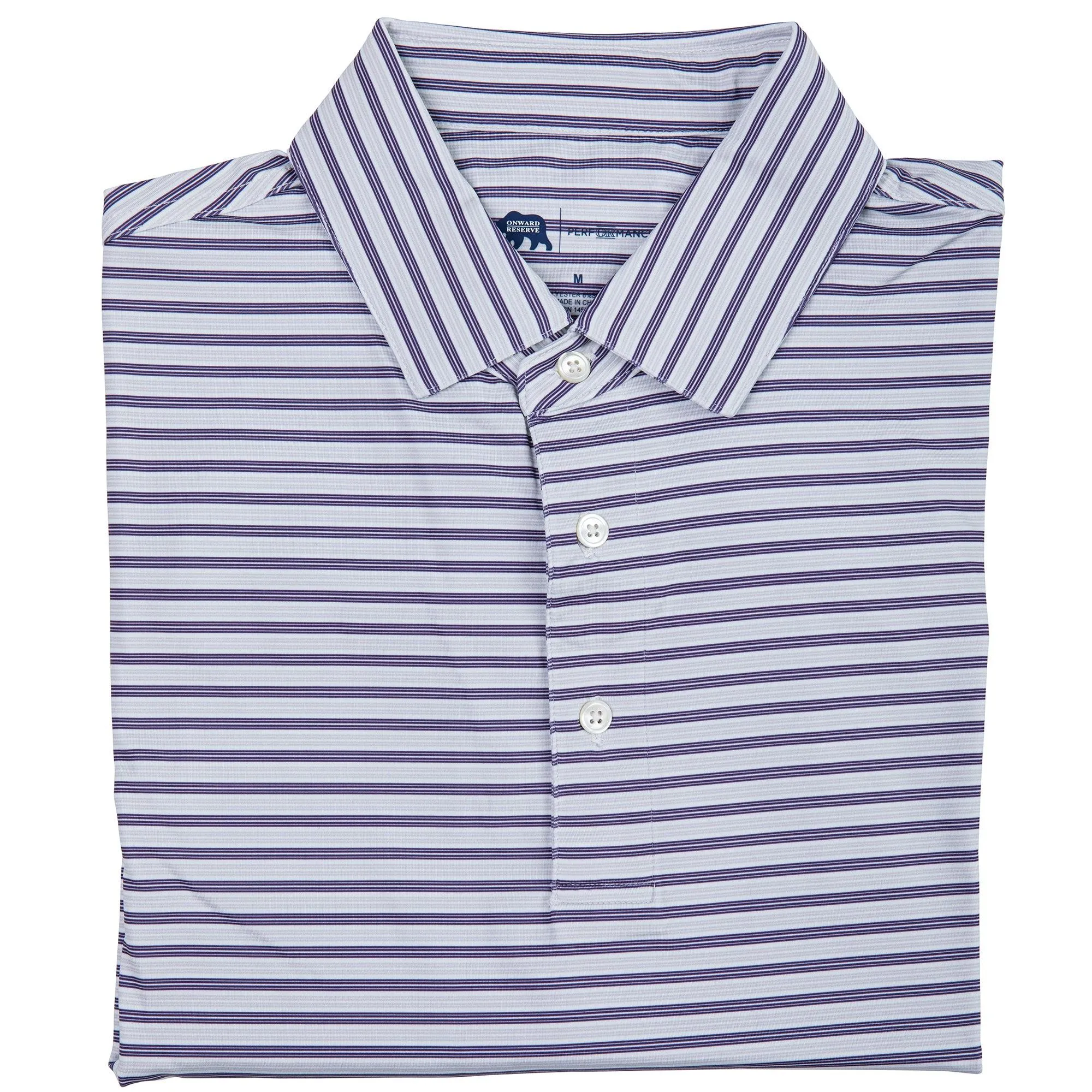 Wedge Stripe Performance Polo - Loganberry