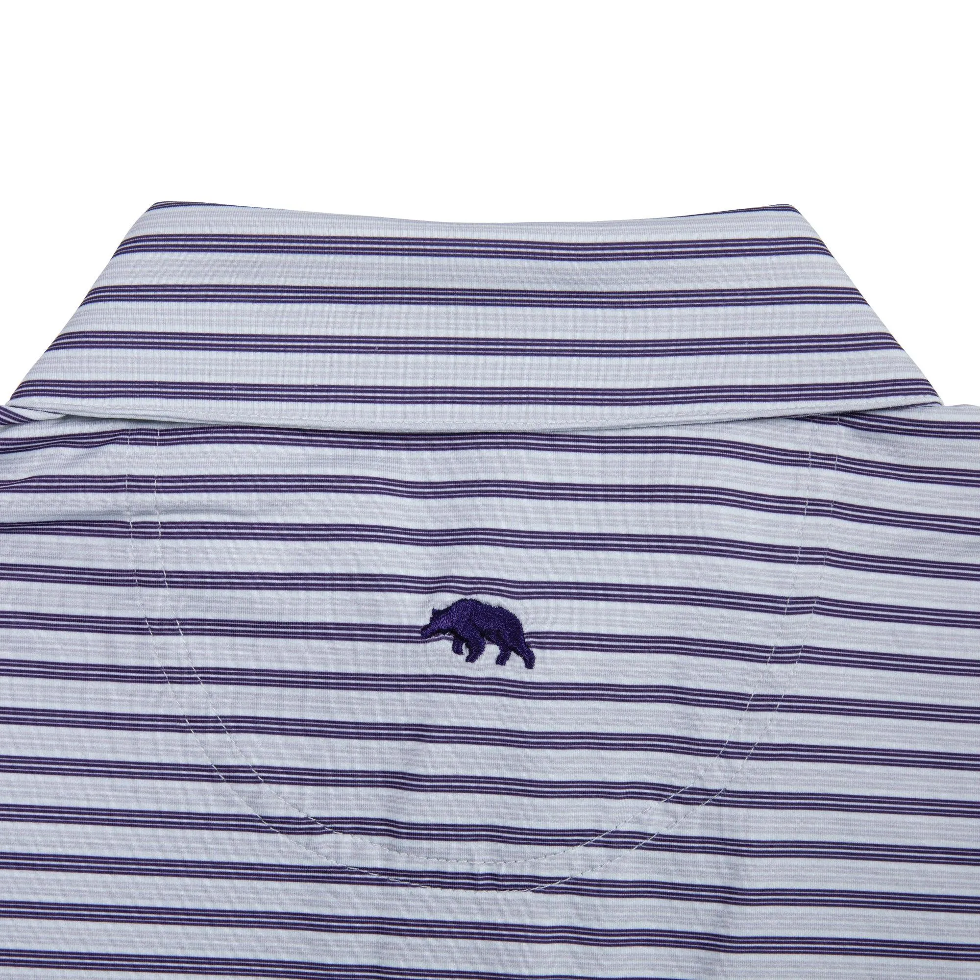Wedge Stripe Performance Polo - Loganberry