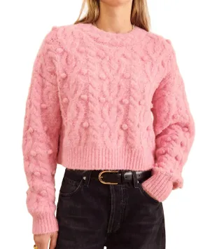Wells Floral Texture Sweater In Bloom Pink